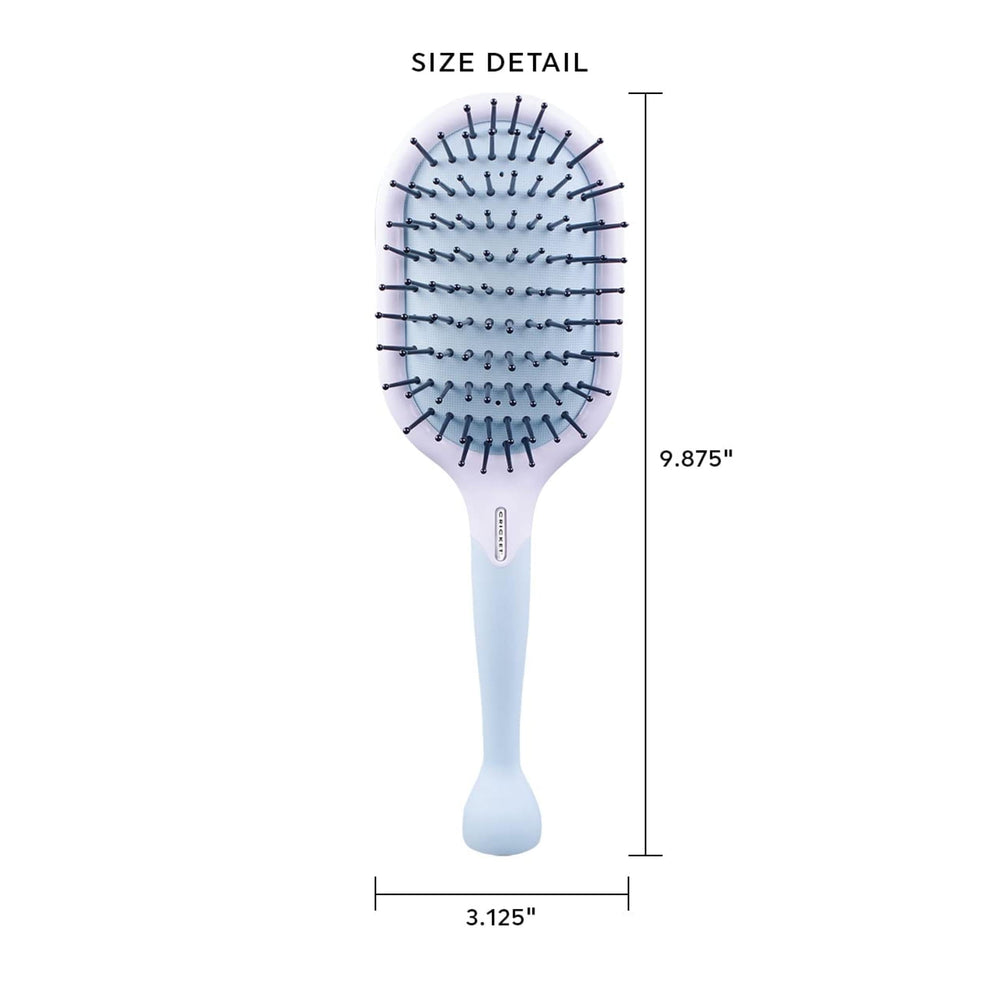 Cricket tourmaline-infused bristles reduce static for a smoother finish.