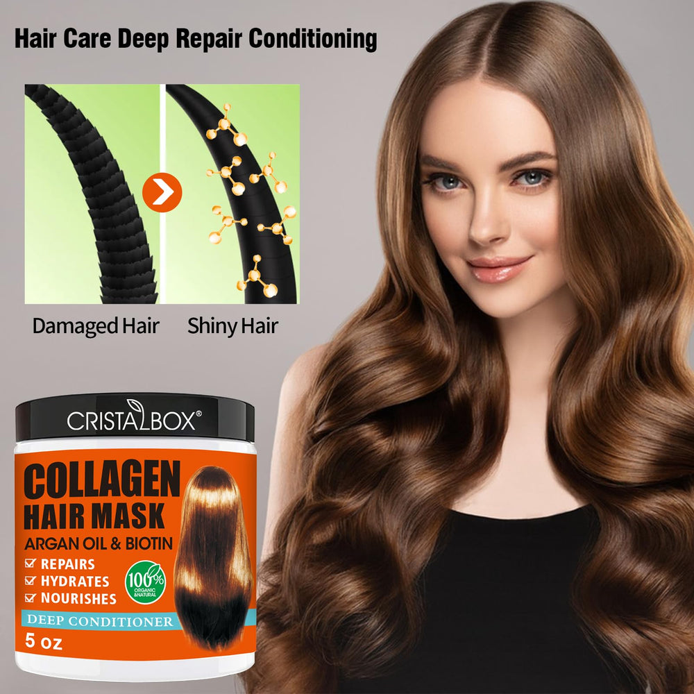 CRISTALBOX Argan oil and shea butter ingredients close-up for nourished hair.