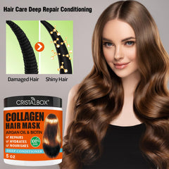 CRISTALBOX Argan oil and shea butter ingredients close-up for nourished hair.