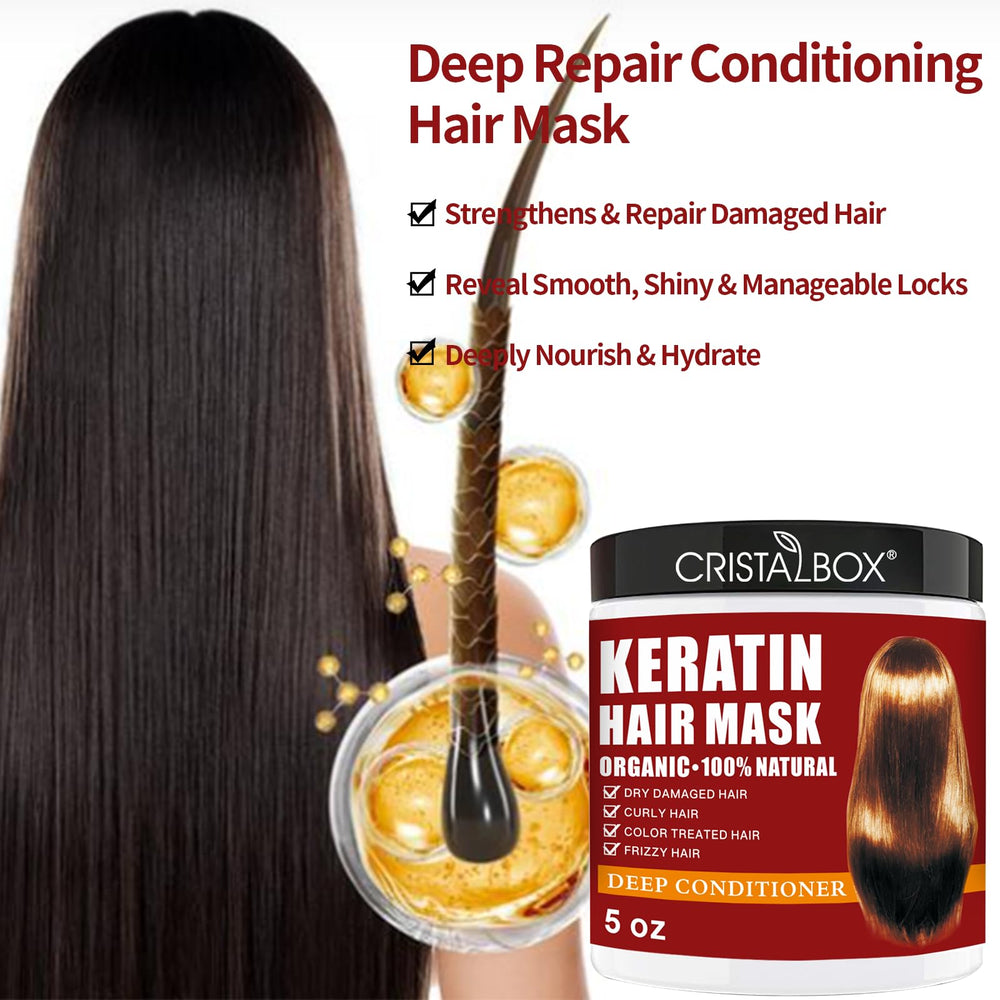 CRISTALBOX Collagen Hair Mask pack shot delivers moisture and shine.