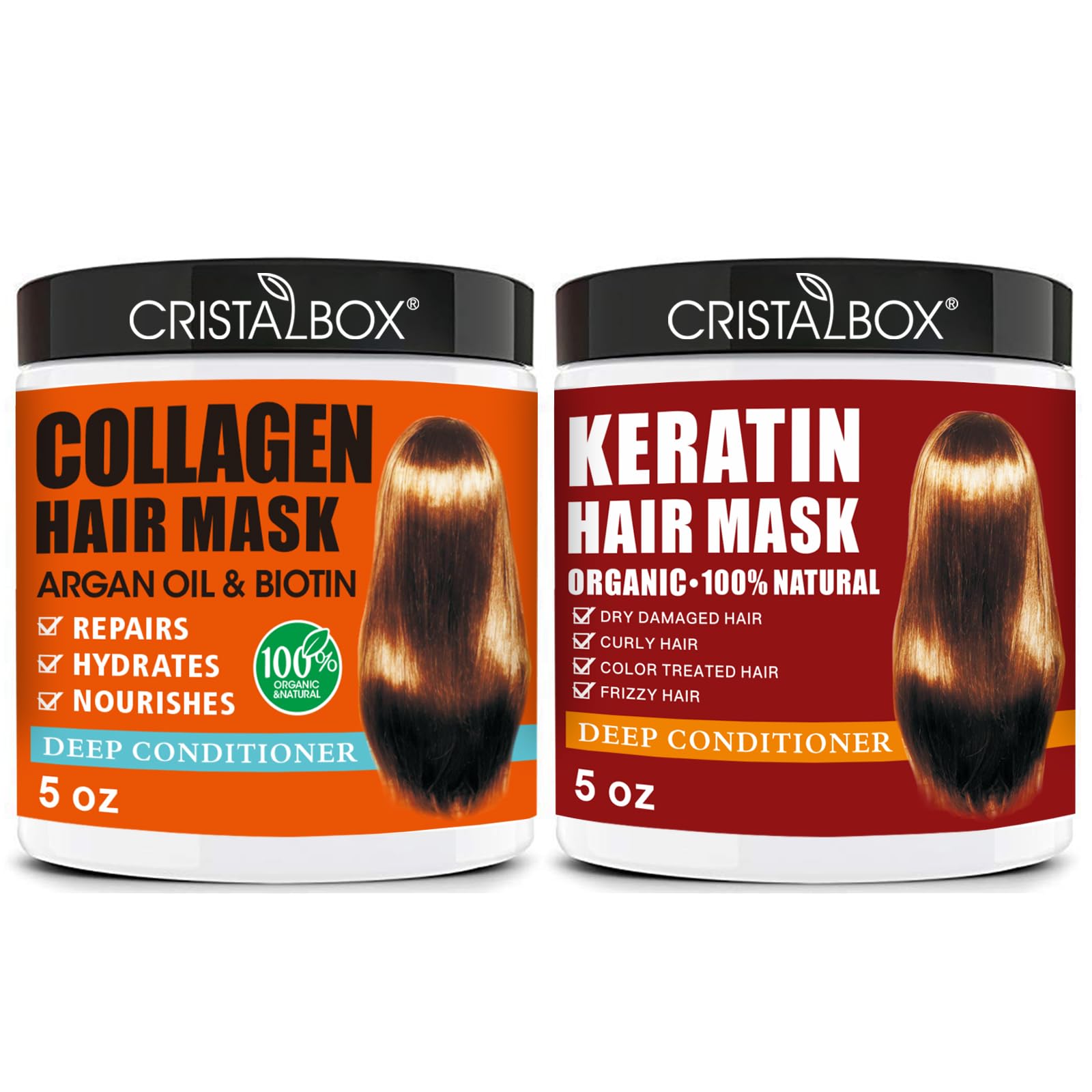 CRISTALBOX Keratin Hair Mask pack shot boosts softness and manageability.