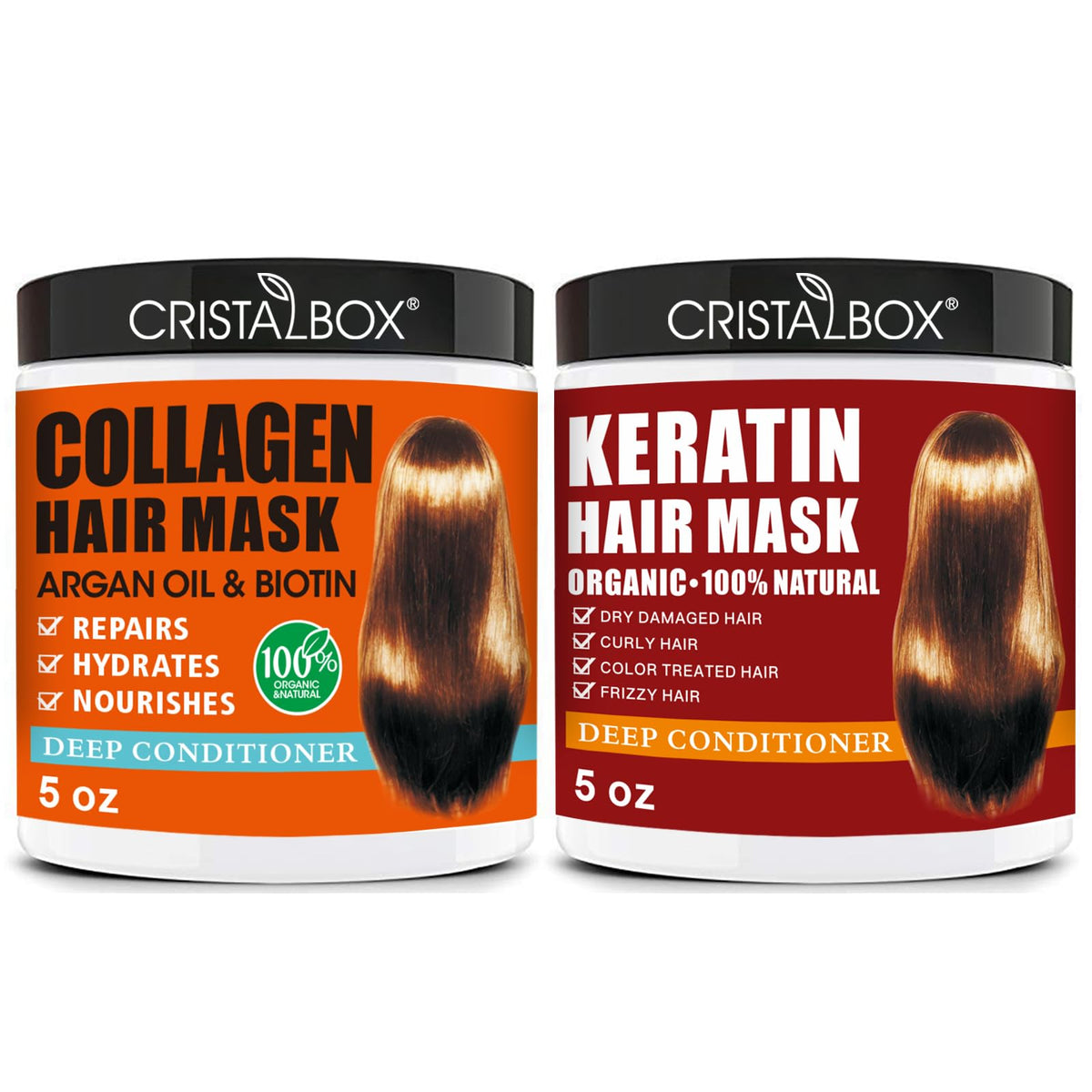 CRISTALBOX Keratin Hair Mask pack shot boosts softness and manageability.