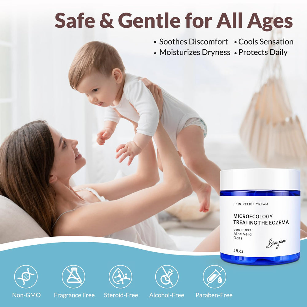 Crogooe eczema cream on arm illustrating safe daily use.