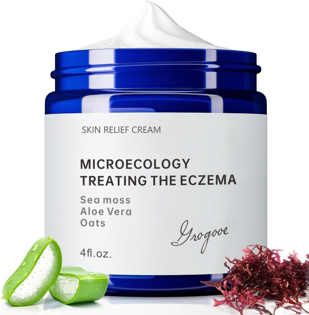 Crogooe eczema cream bottle front showing fragrance-free soothing formula for sensitive skin.