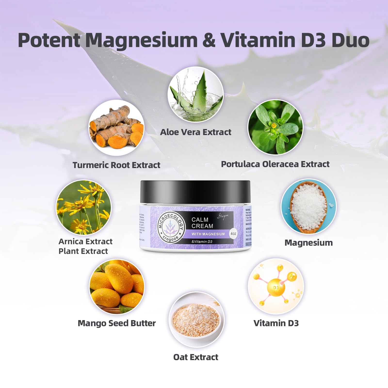 Crogooe Magnesium Cream body-lotion closeup highlights natural ingredients and hydration