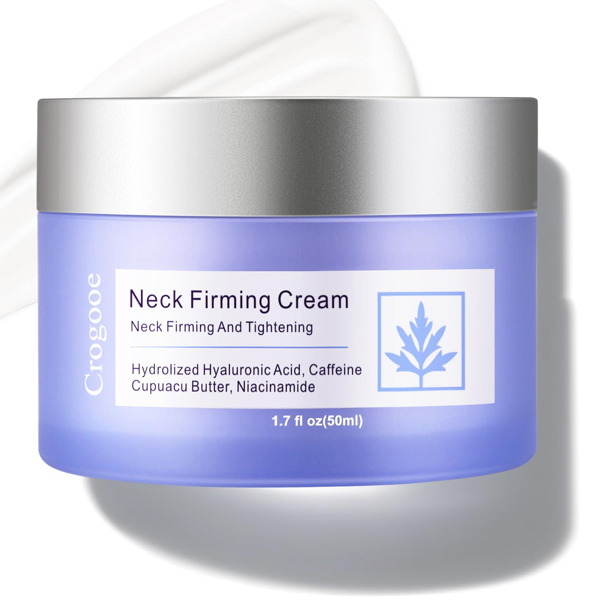 Crogooe neck firming cream bottle front view promoting hydration for firmer skin.