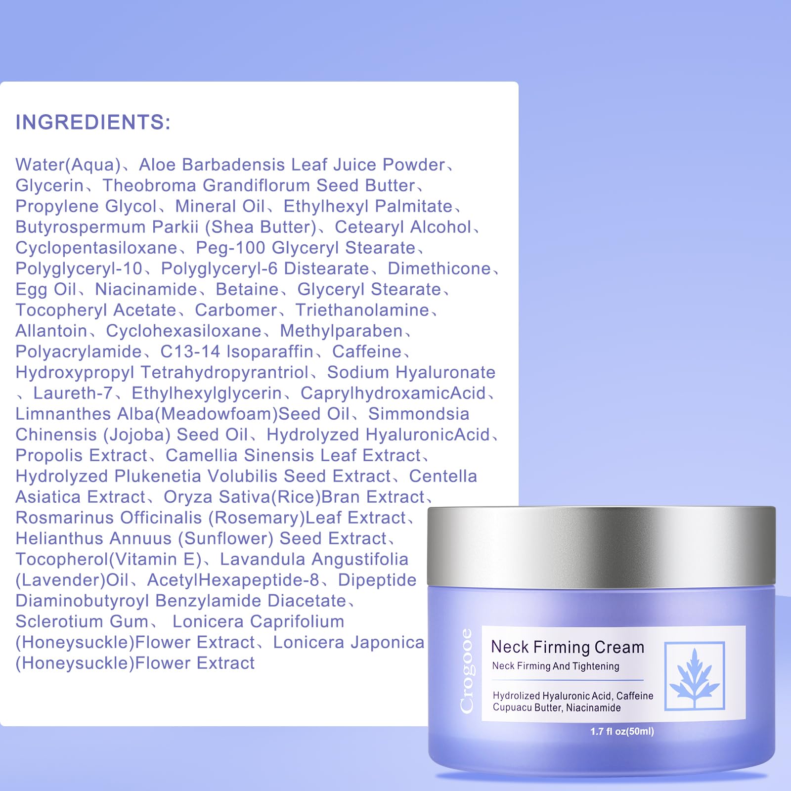 Crogooe neck firming cream brand logo on clean packaging.