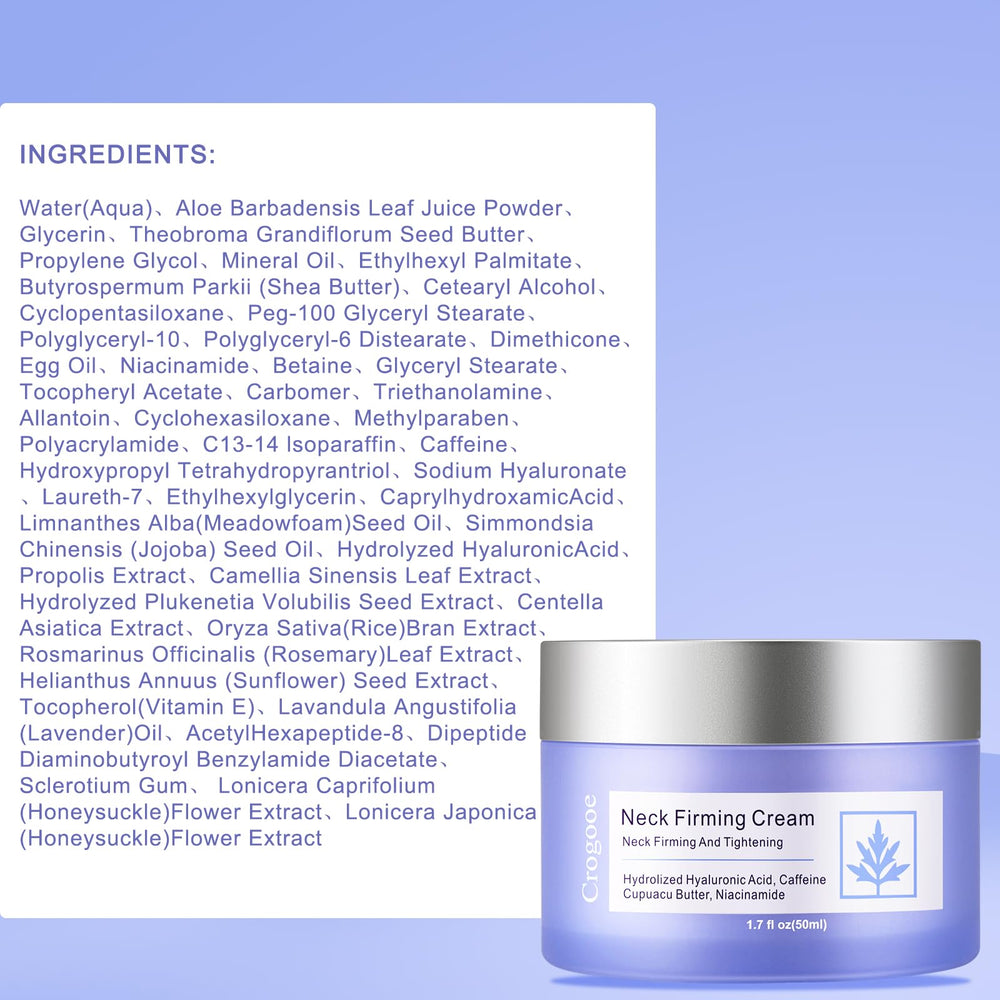 Crogooe neck firming cream brand logo on clean packaging.