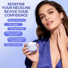Crogooe neck firming cream applying on neck area demonstrates instant smoothing.