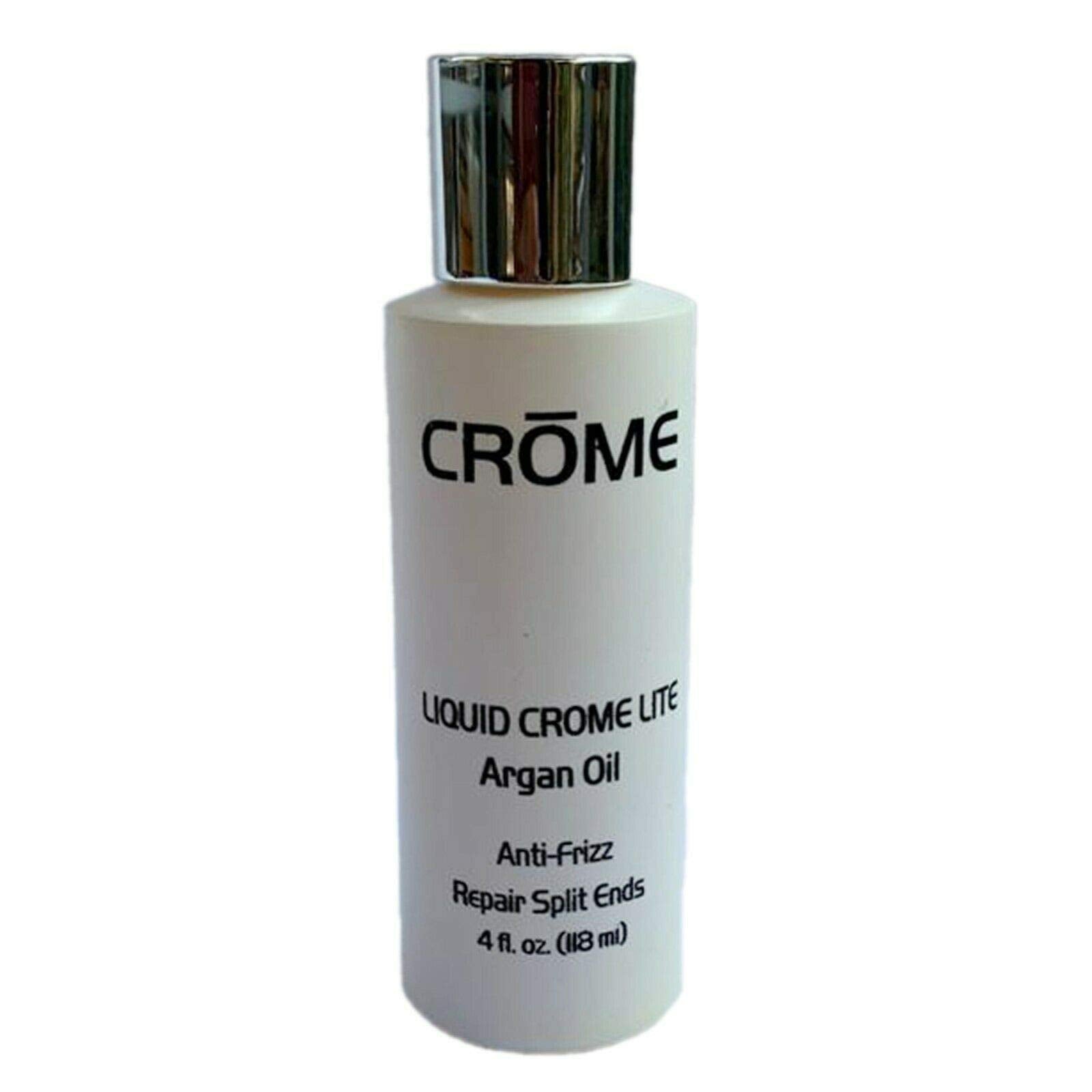 Crome Liquid Crome Lite bottle with argan oil for anti-frizz shine and hair elasticity