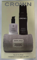 Crown Affair Texturizing Air Dry Mousse bottle shows natural waves with light hold.