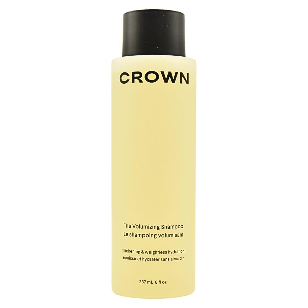 Crown Affair Volumizing Shampoo bottle front view, lightweight cleanse for oily, flat hair.