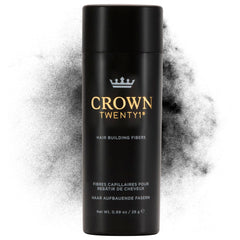 CROWN TWENTY1 Hair Building Fibers 28g bottle showing instant coverage for thinning hair