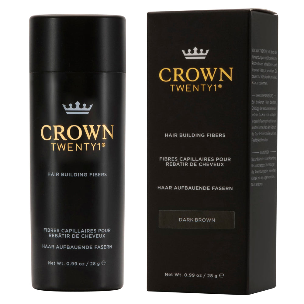 CROWN TWENTY1 keratin hair fibers pack 28g for portable, quick concealing on the go