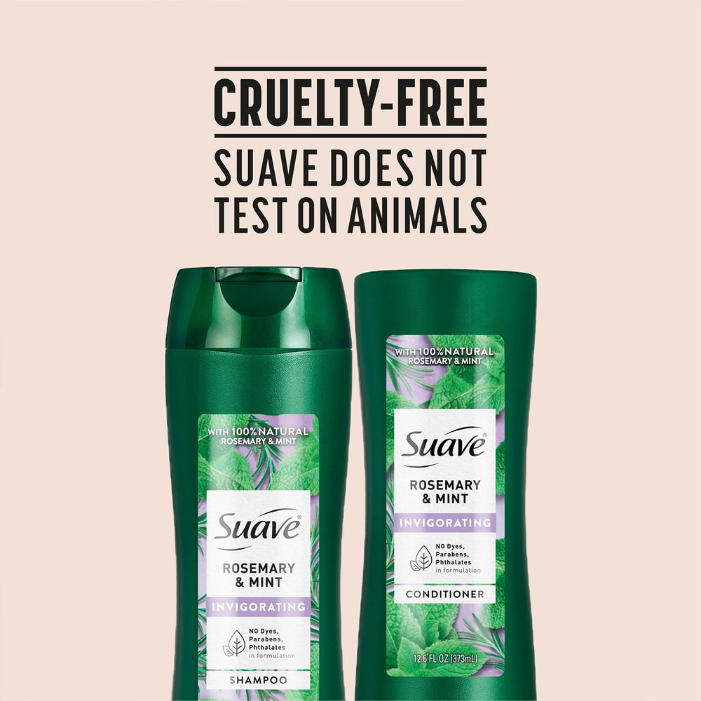 Suave cruelty-free packaging with PETA logo.