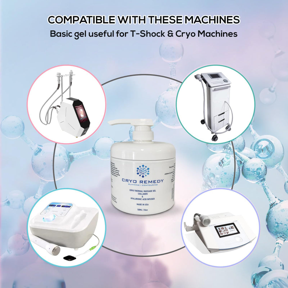 Cryo Remedy hyaluronic acid gel application suggests smooth glide and hydration support.