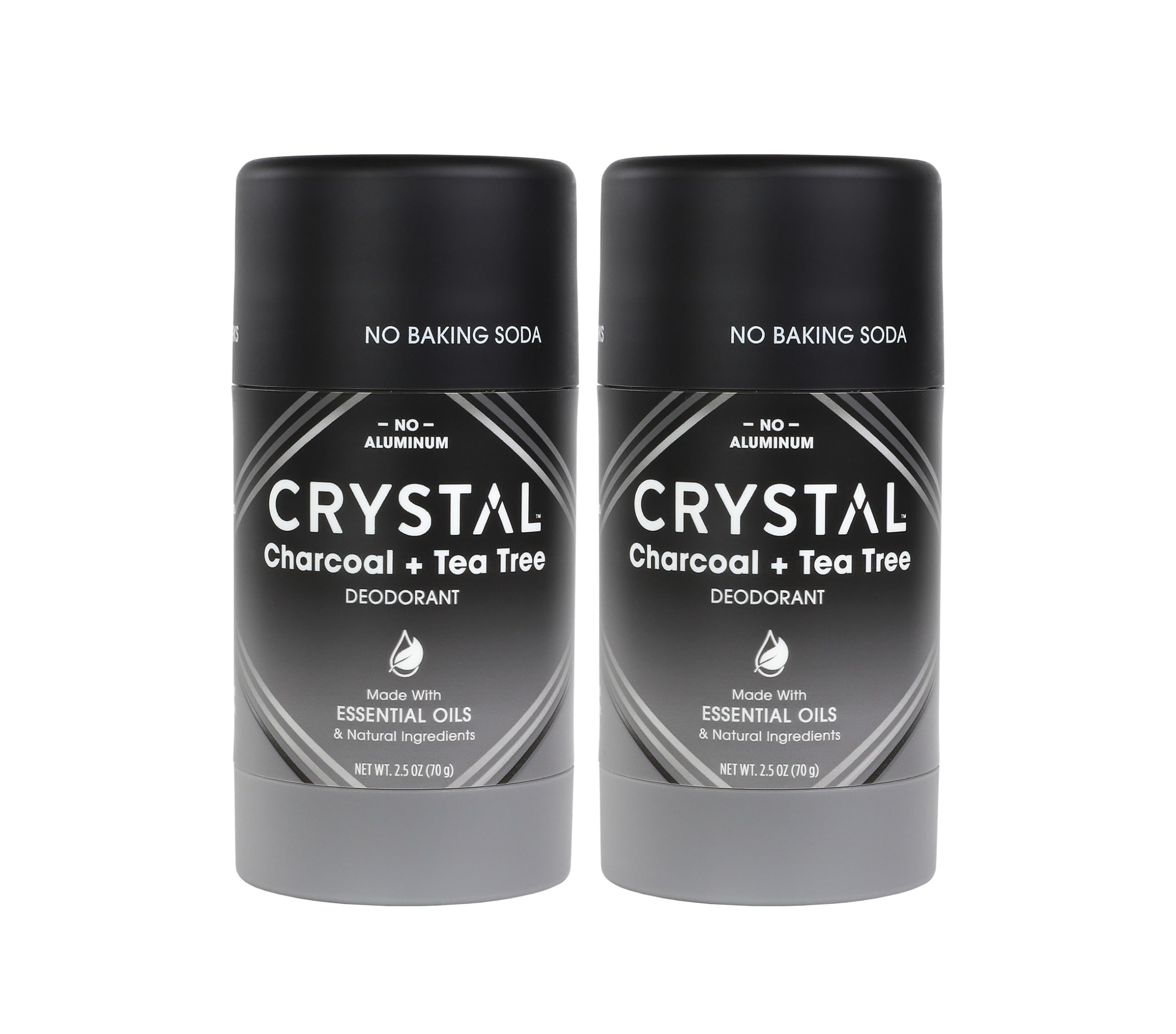 Crystal Essence charcoal tea tree deodorant stick for long-lasting odor control.