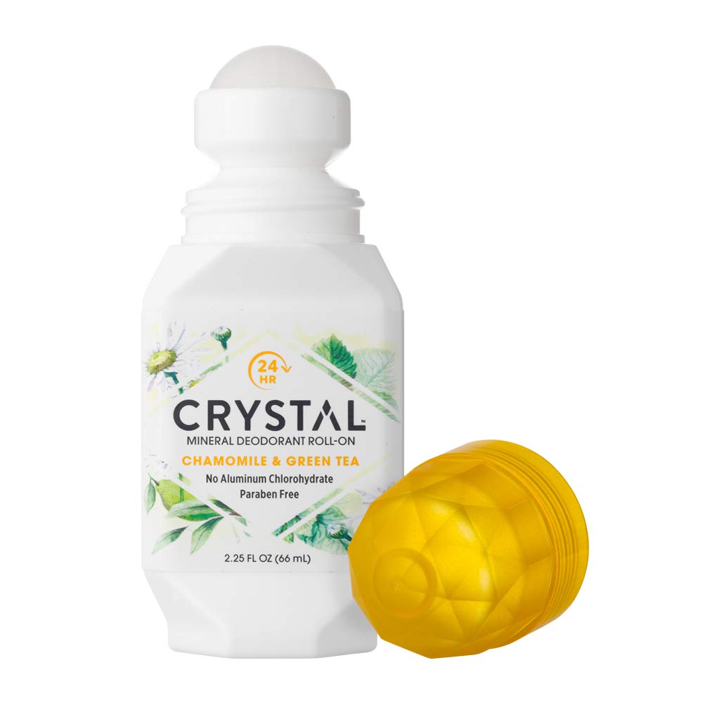 Crystal Essence roll-on being applied for smooth, non-sticky skin feel.
