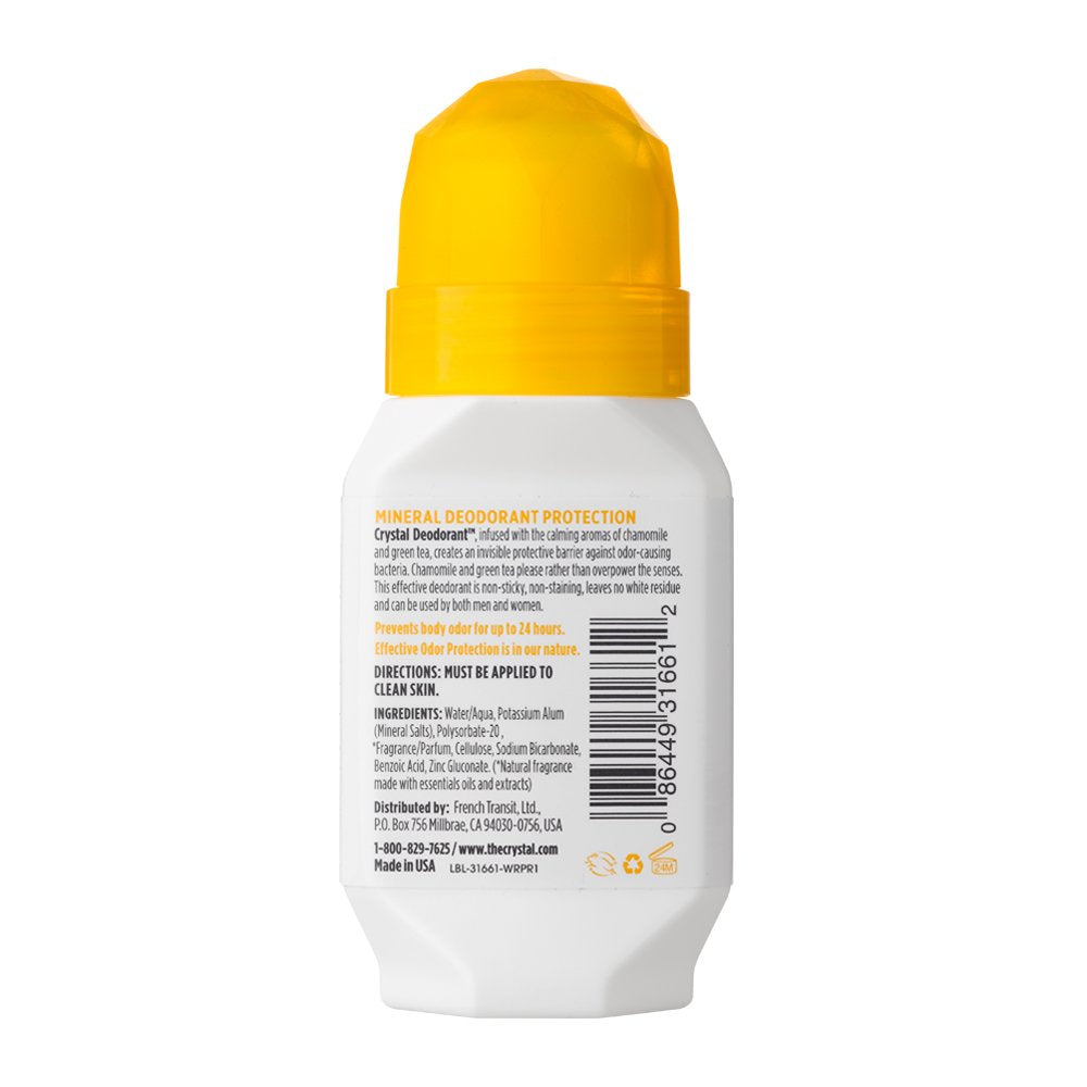 Crystal Essence dermatologist-tested vegan roll-on suitable for sensitive skin.