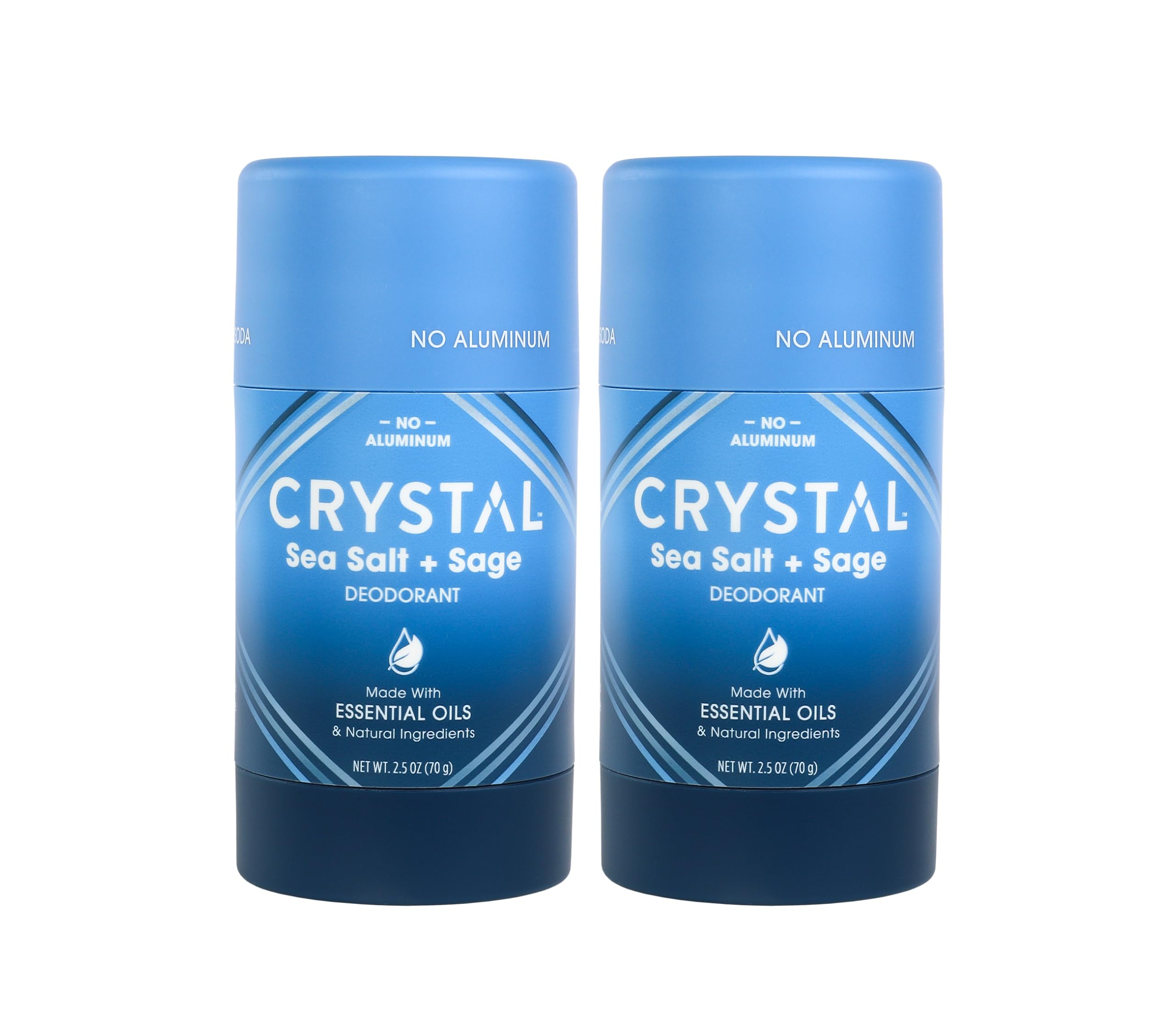 Crystal Essence Sea Salt Sage packaging magnesium solid stick for 24-hour odor protection.
