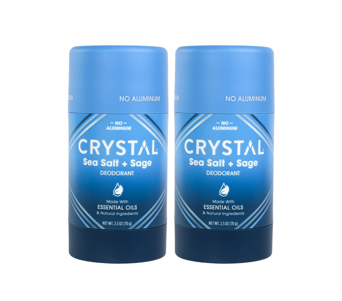 Crystal Essence Sea Salt Sage packaging magnesium solid stick for 24-hour odor protection.