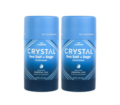 Crystal Essence Sea Salt Sage packaging magnesium solid stick for 24-hour odor protection.