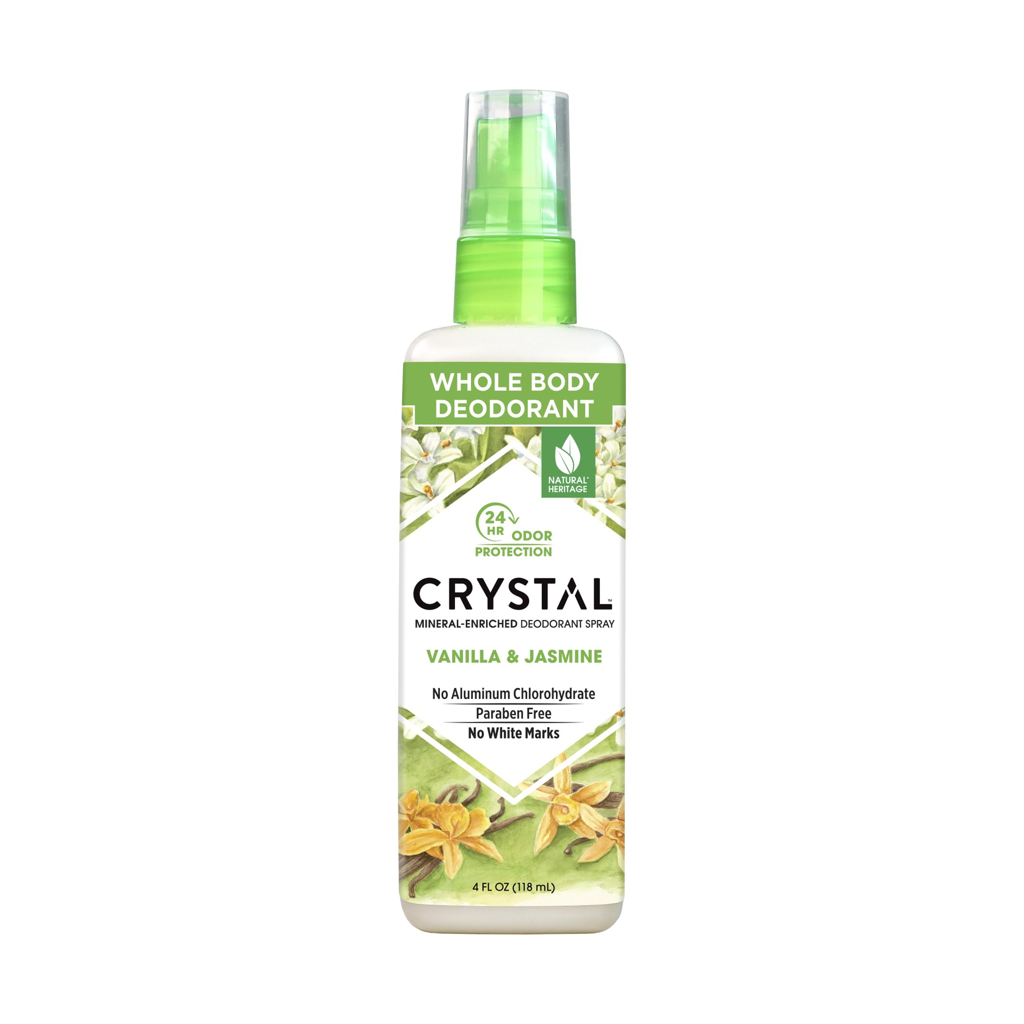 Crystal Essence Vanilla Jasmine deodorant spray bottle for odor protection