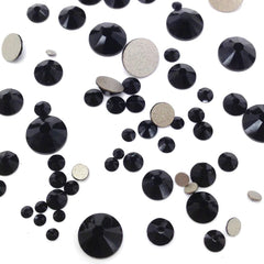Crystal-Wholesale JET 280 flatbacks in mixed sizes for versatile nail art embellishment.