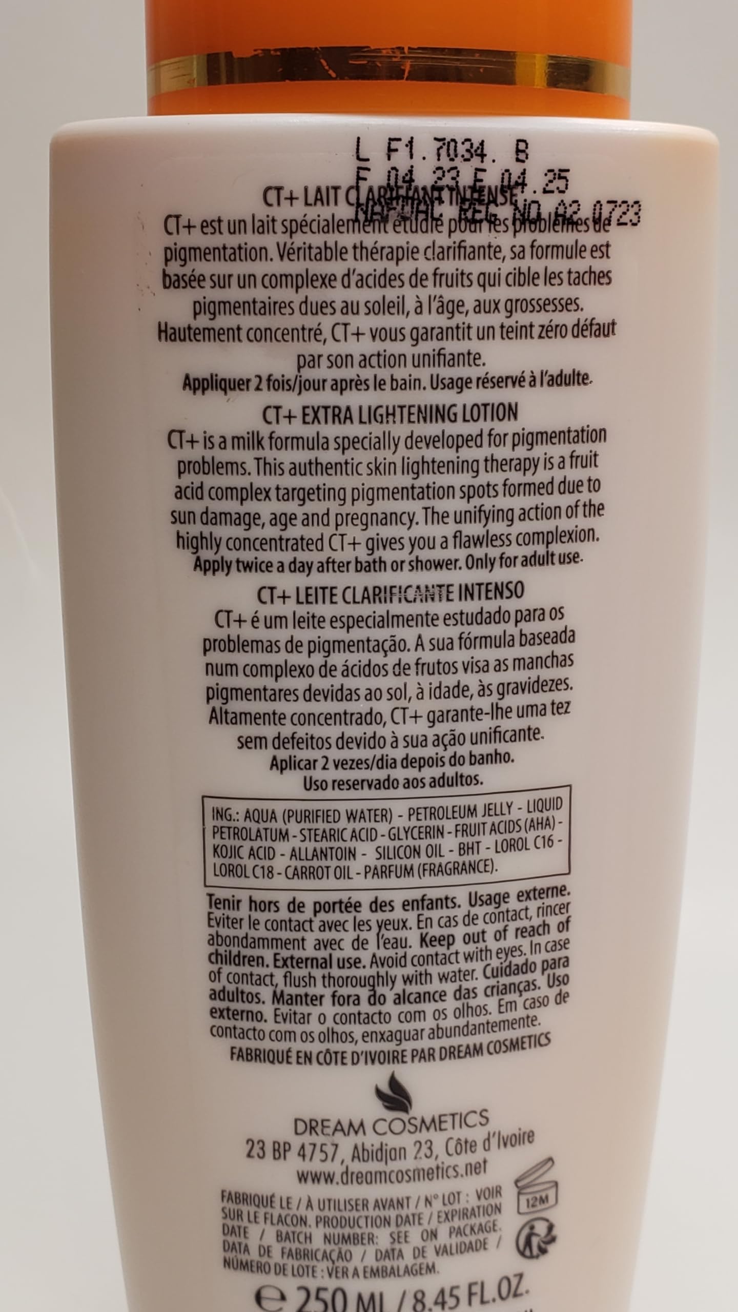 CT+ Clear Therapy Lotion bottle delivers lightweight hydration and smooth skin.