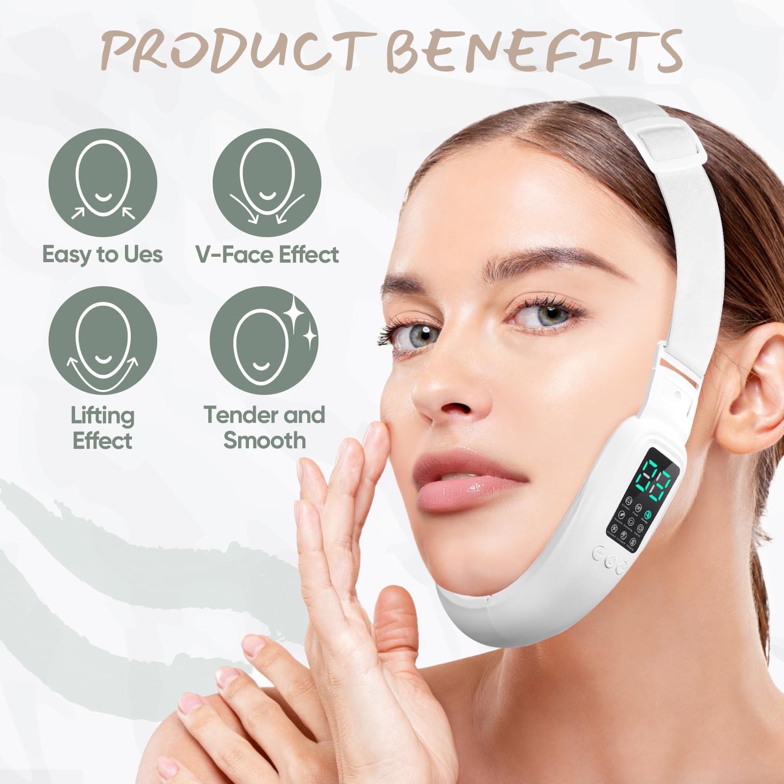 Cteart V-Face device displaying 8 modes and 15 intensities for customization.