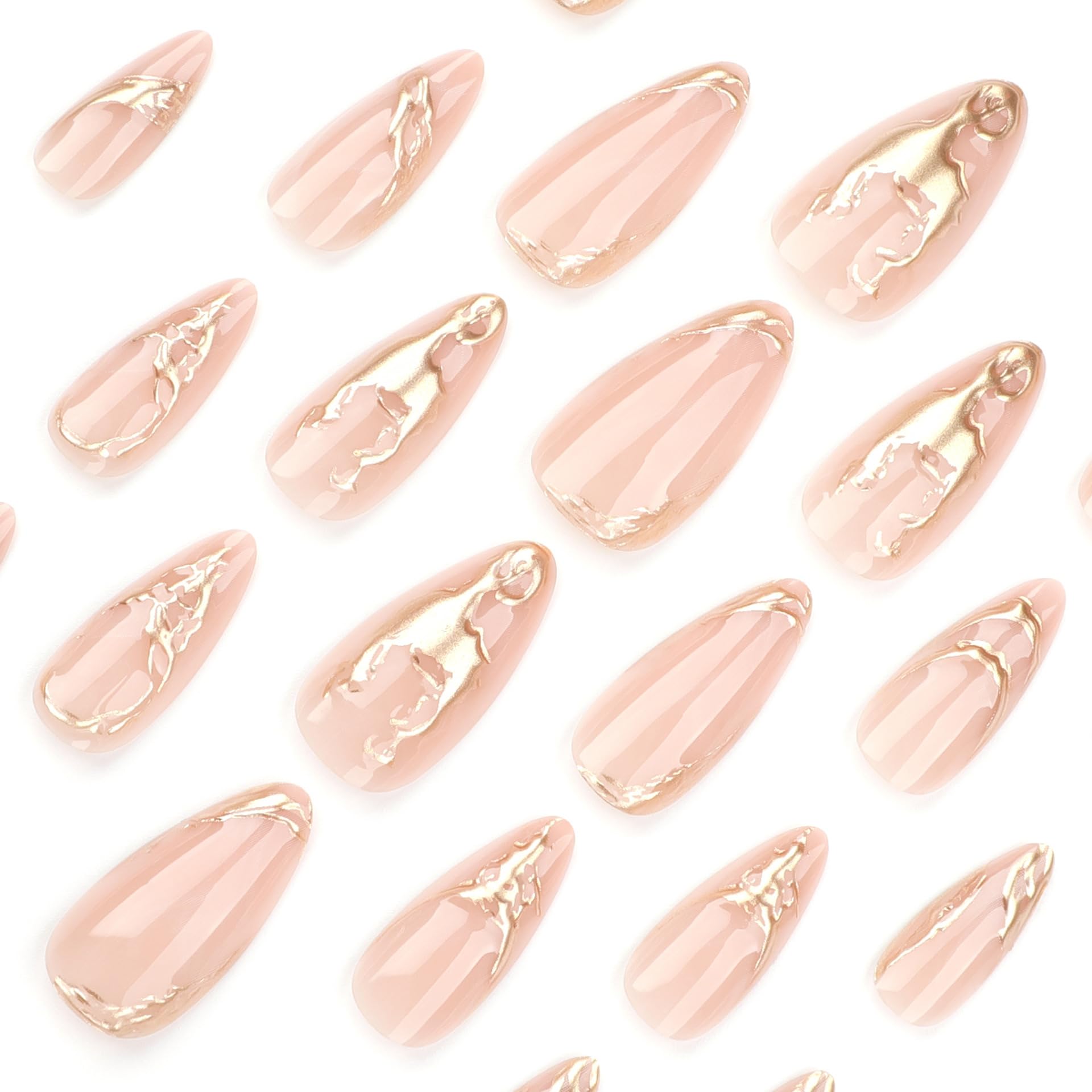 CTTHNBD 3D gold chrome design nails close up