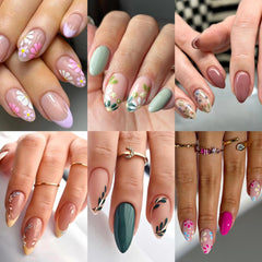 CTTHNBD almond-flower-leaf press-on nails in style-01 for a quick chic at-home manicure.