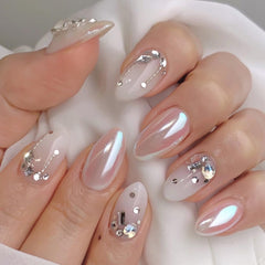 CTTHNBD almond ombre nails with rhinestones for chic looks and easy reuse