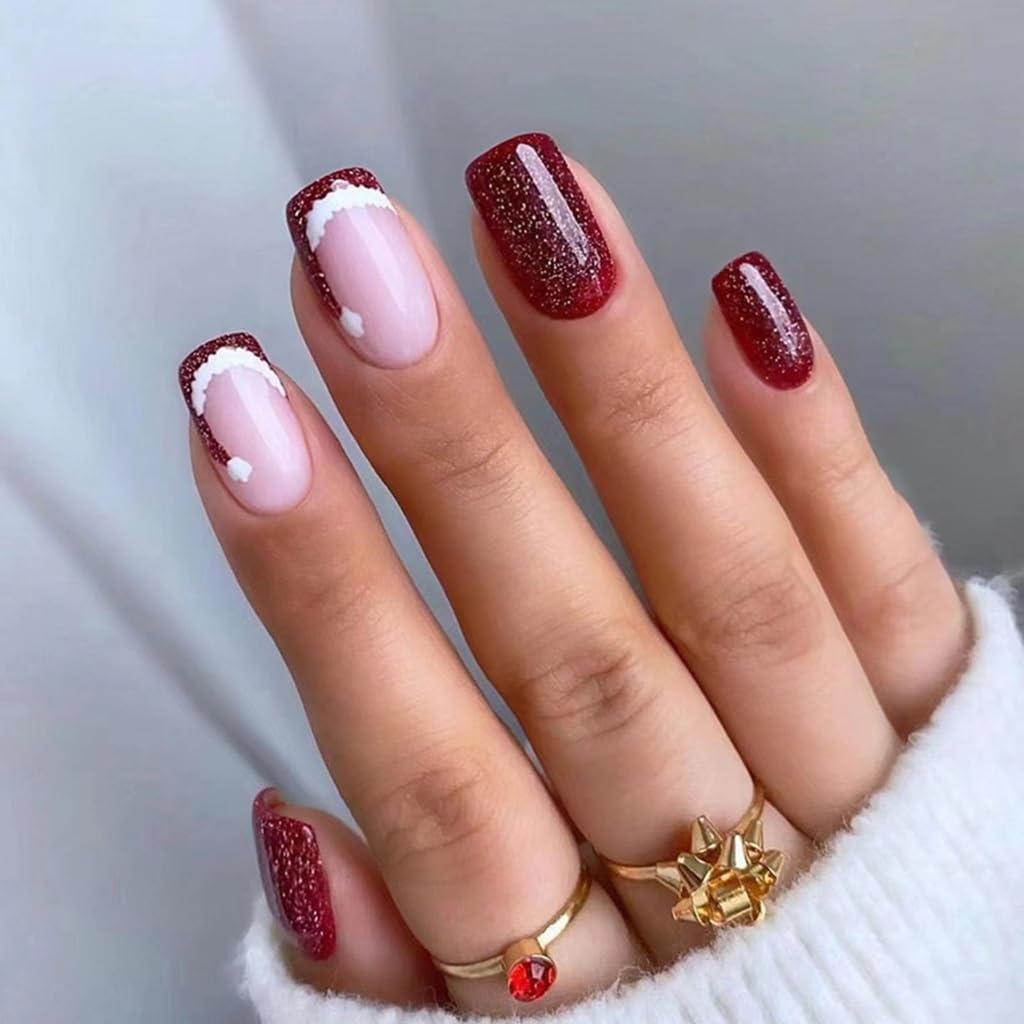 CTTHNBD Santa and heart design nails enhance holiday style with ease