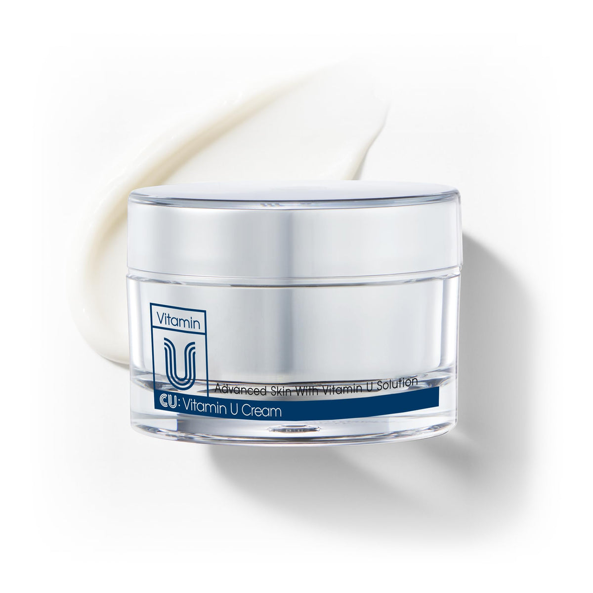 CU: VITAMIN U cream jar close-up showing rich hydration for the face