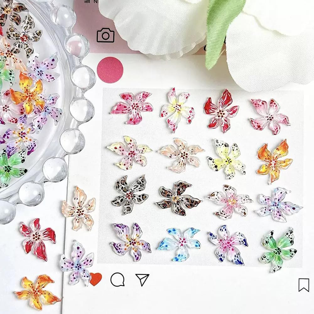 CUBLIVE soft resin flower charms in mixed colors for versatile nail art