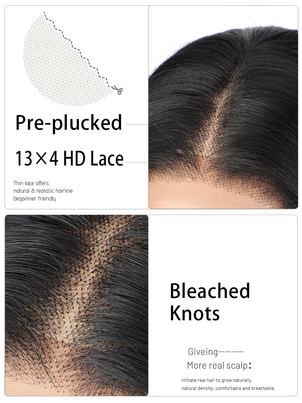 Cuiud glueless cap with standard size for secure fit