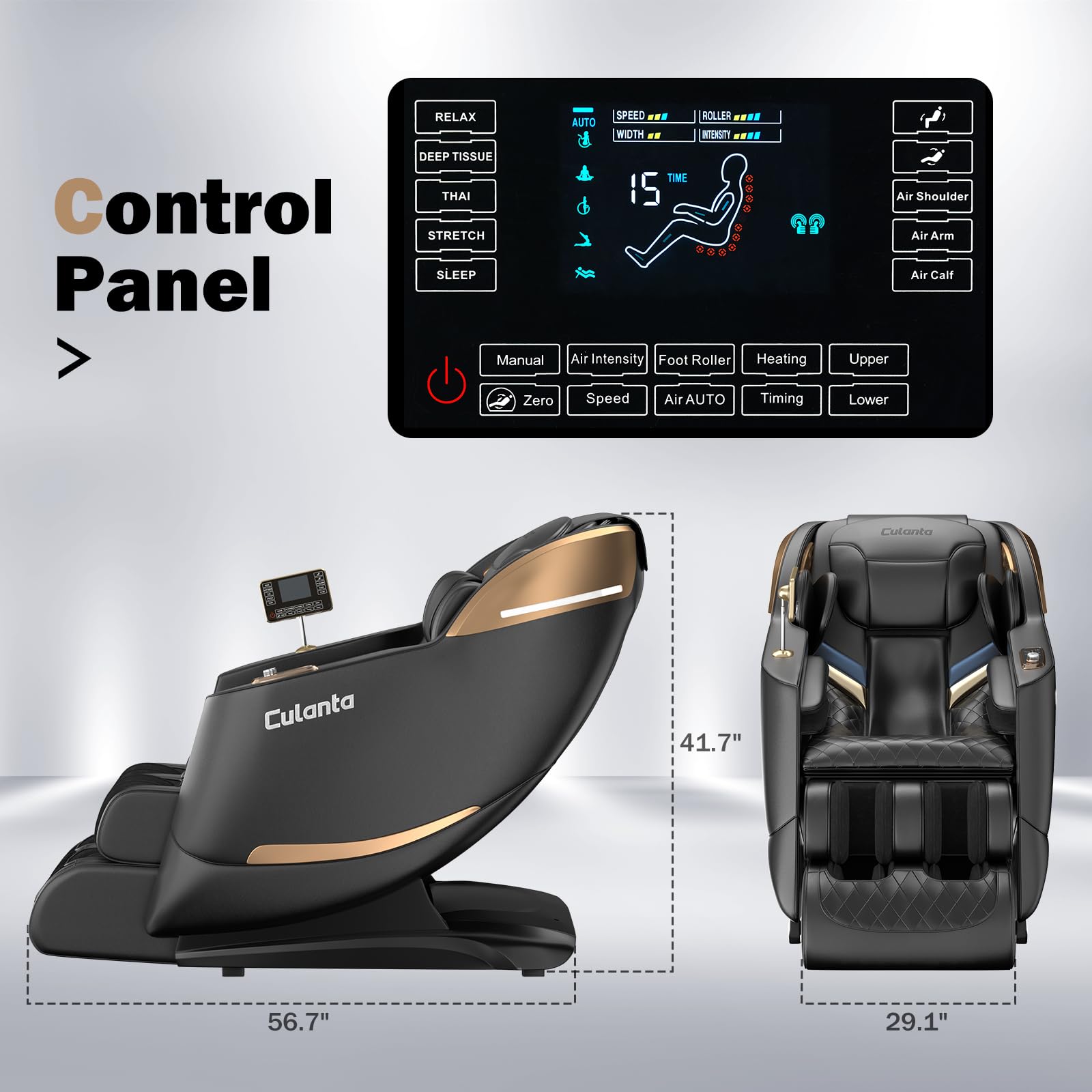 Culanta U1-Black zero gravity recline for weightless comfort after a long day.