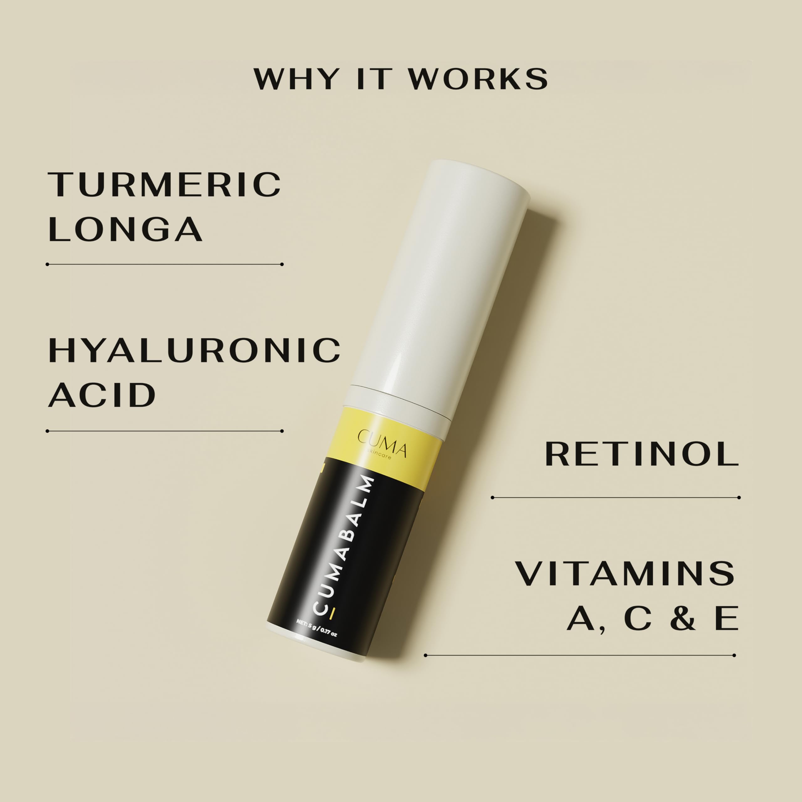 CumaBalm under-eye application demonstrates gentle depuffing for tired mornings.