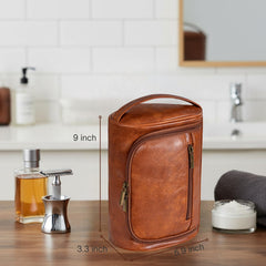 Cumbanho Mens Slim Toiletry Bag compact profile saves space in luggage.
