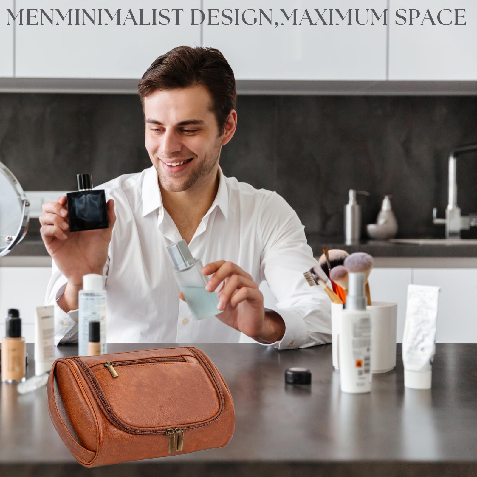 Cumbanho Mens Slim Toiletry Bag gym and travel companion for grooming essentials.