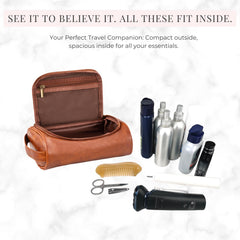 Cumbanho Mens Slim Toiletry Bag interior shows single-compartment layout for quick access.