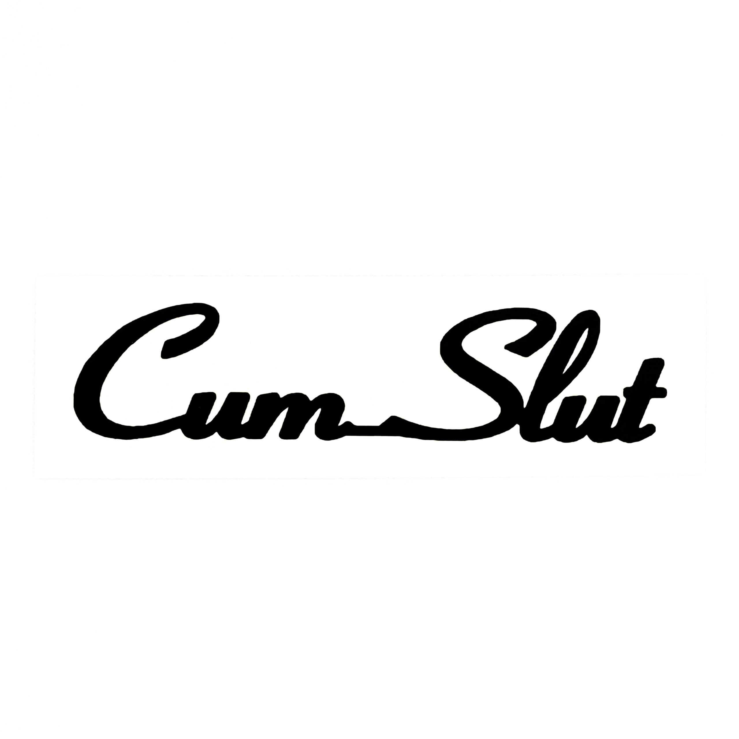 CumSlut bold black lettering tattoos for high-contrast nightlife style