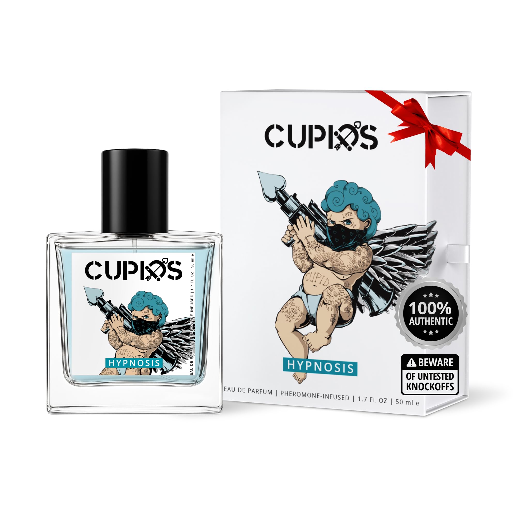 Cupids Hypnosis 2.0 bottle and pour showing a fresh scent for daily wear