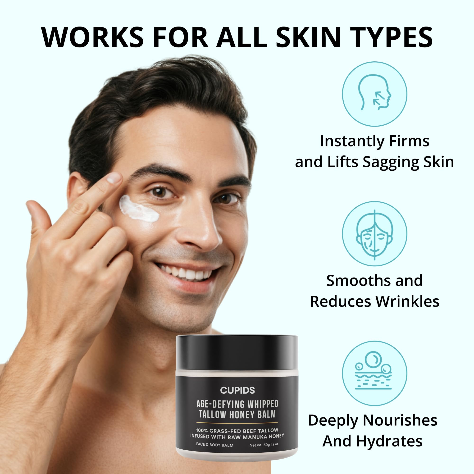 Cupids Balm on hands illustrates quick absorption without greasiness.