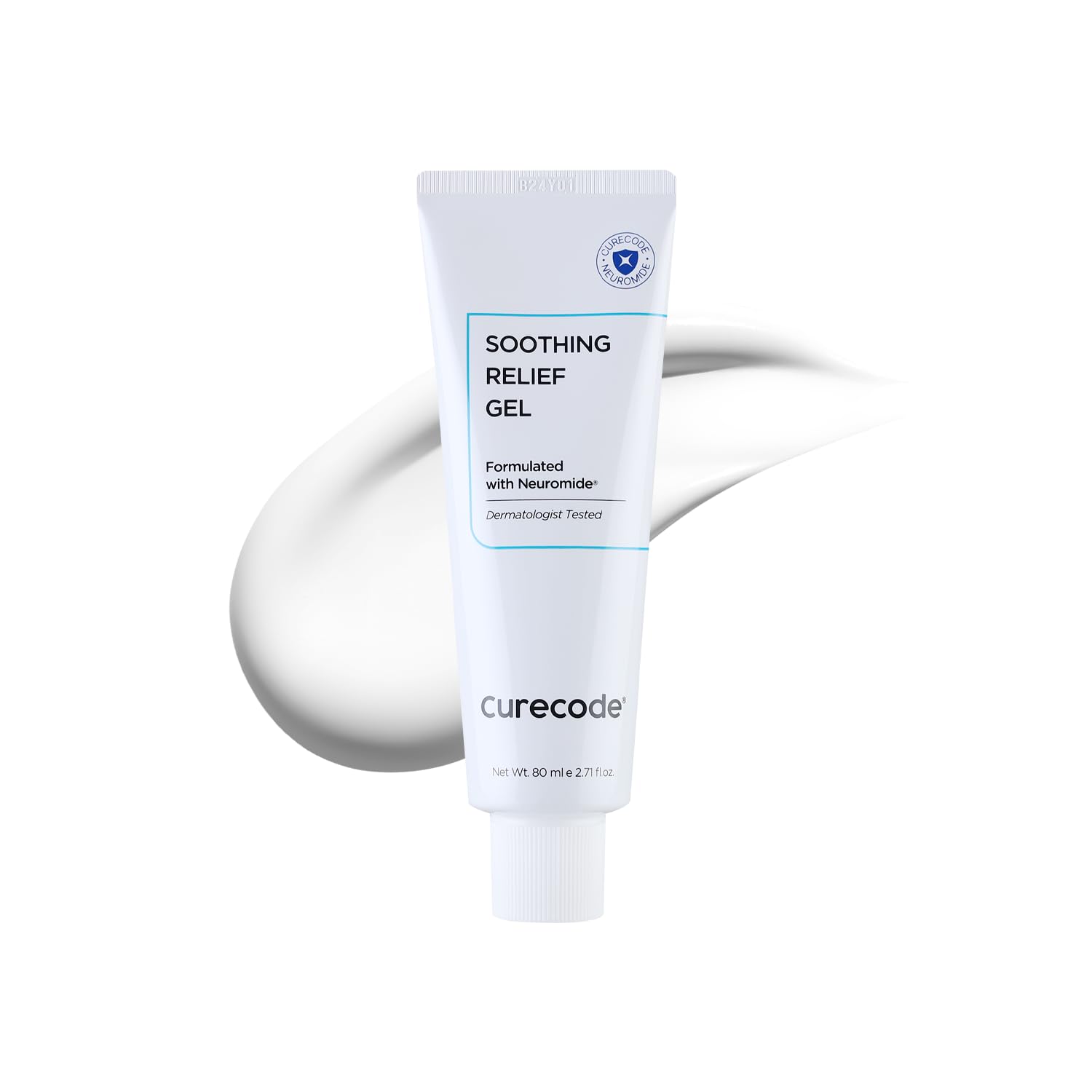CURECODE Soothing Relief Gel bottle demonstrating lightweight hydration for sensitive skin