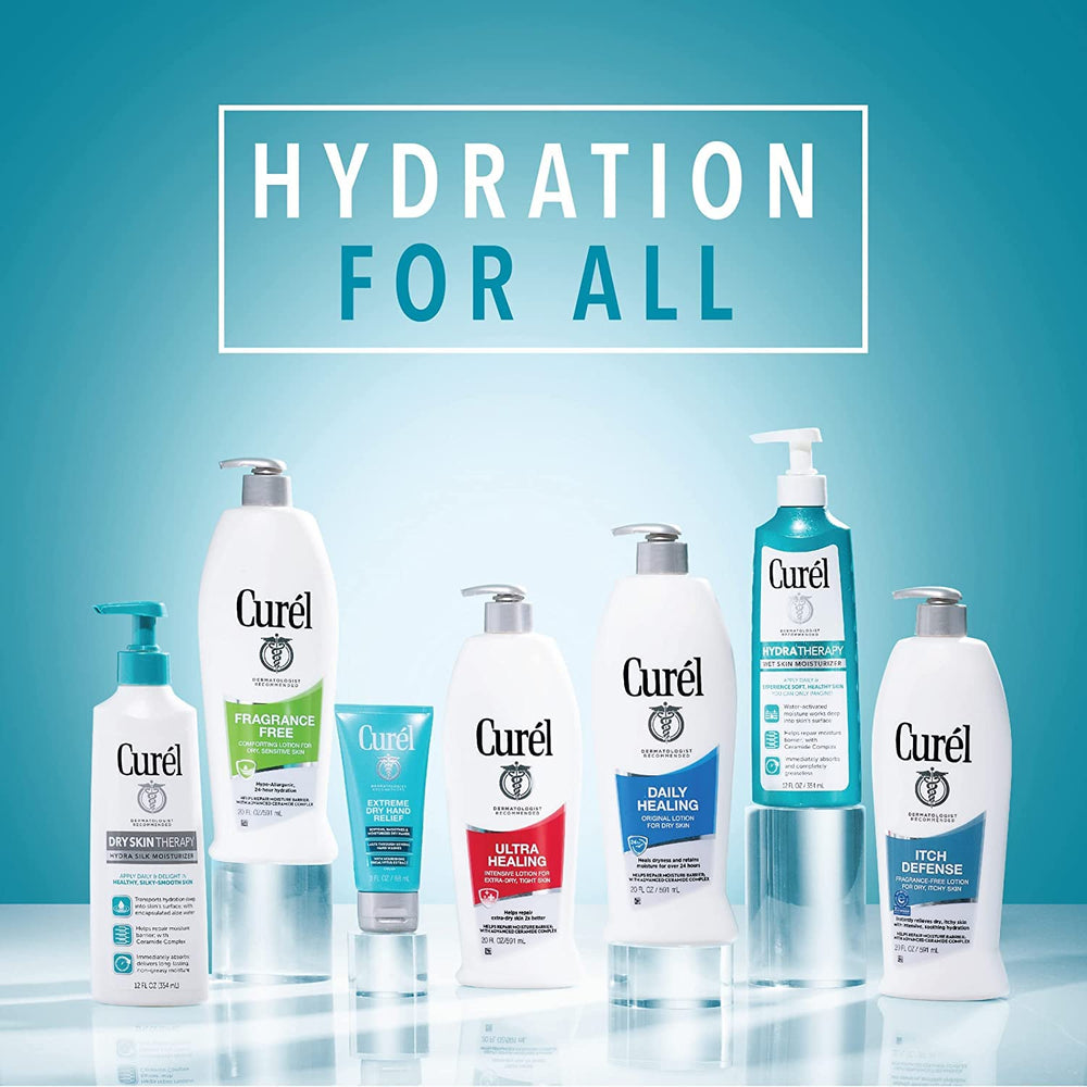 Dermatologist-recommendation icon signals trusted Curel brand
