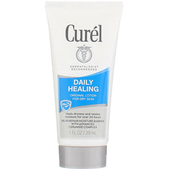Curel Daily Healing travel-size bottle pour for quick hydration on the go.