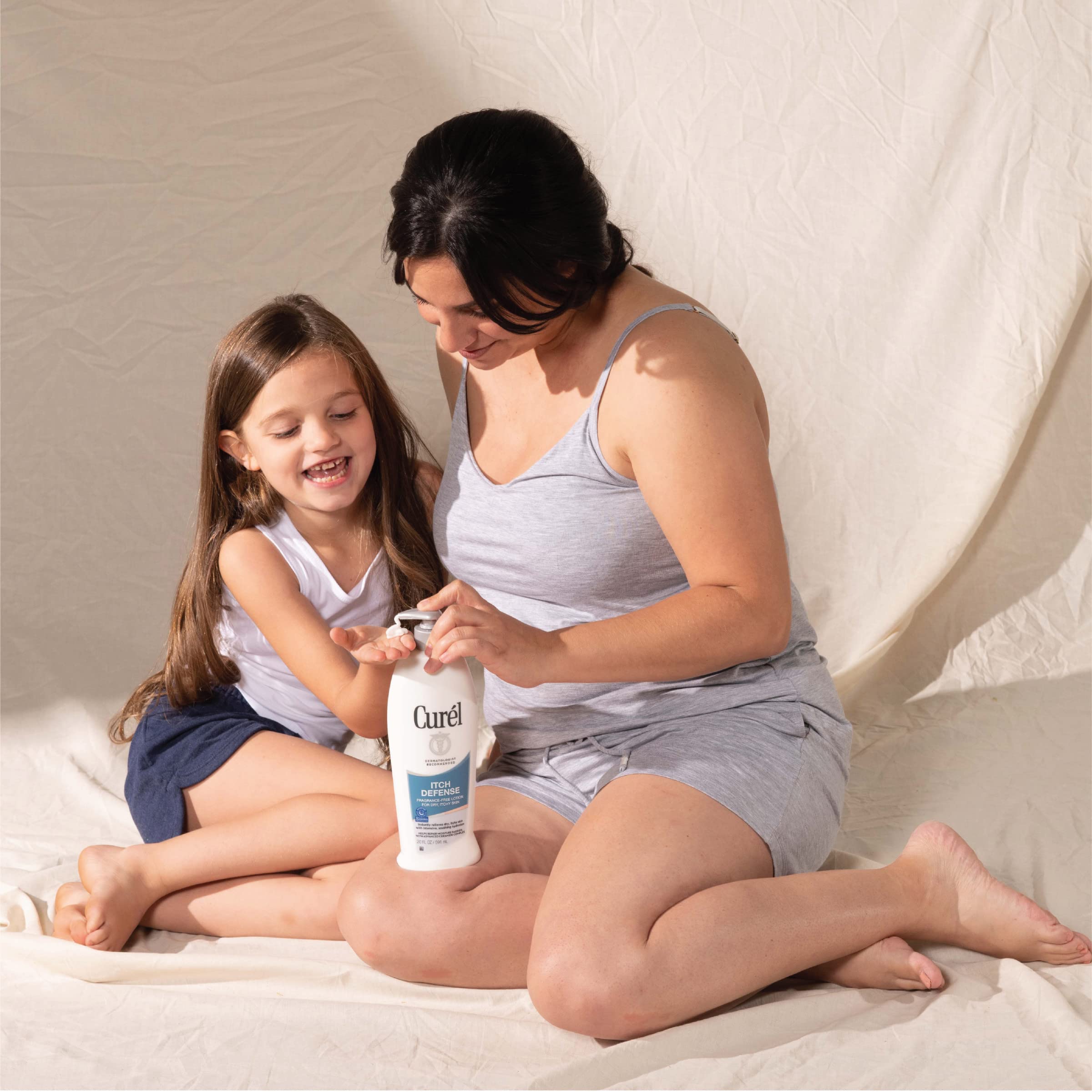Curél Itch Defense safe for sensitive skin and newborns six months and up.