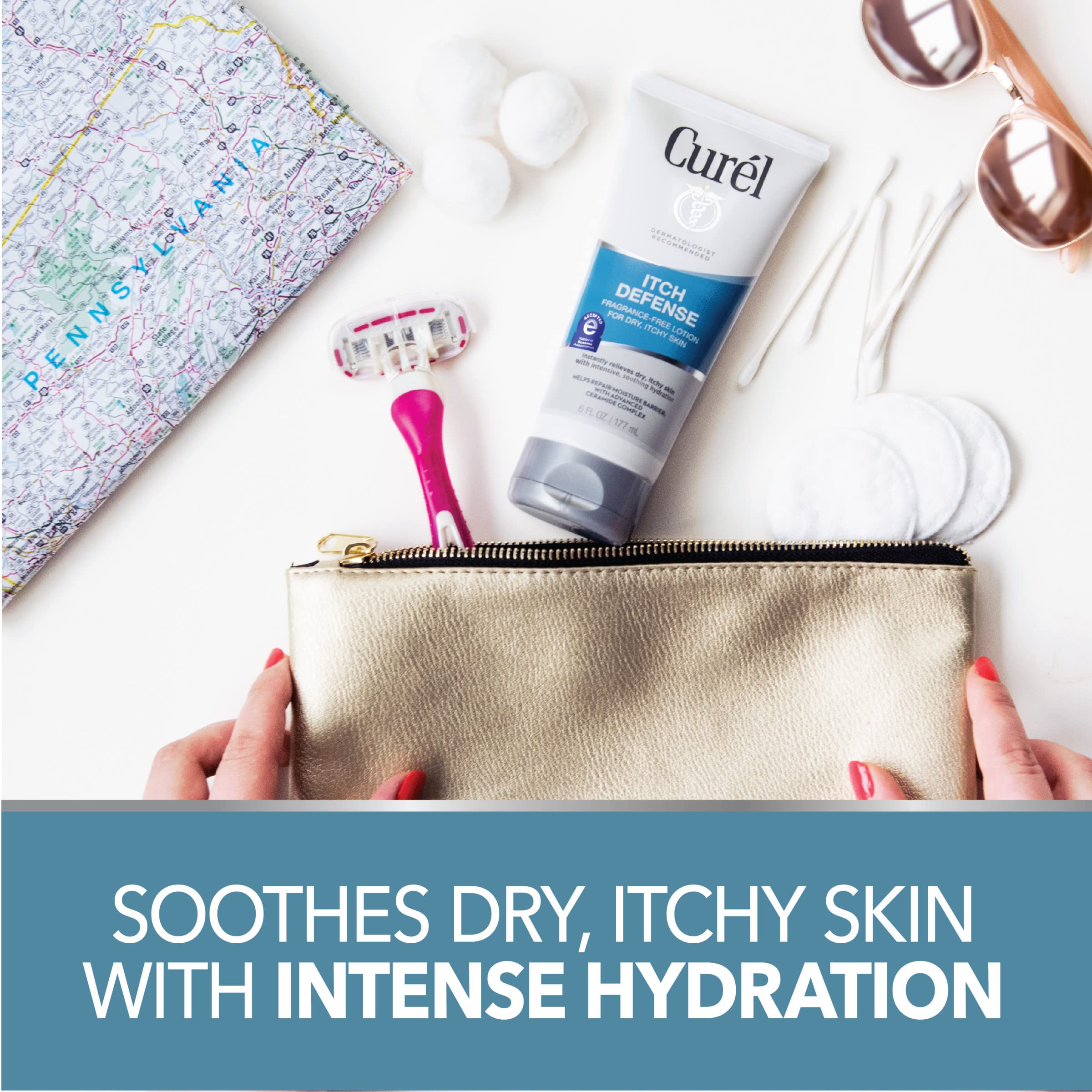 Swirl of Curél Itch Defense texture showing rich, non-greasy hydration.